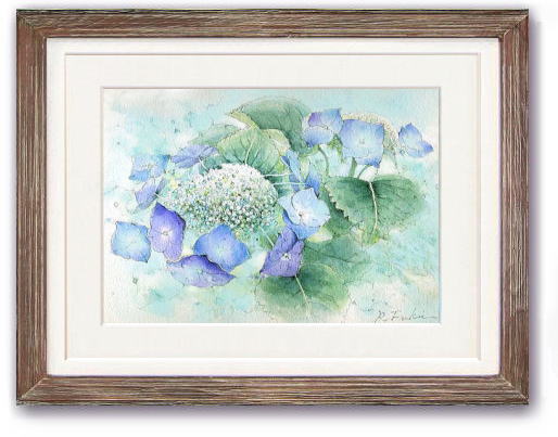 水彩画「幸福  爽やかな風」サイズ(325×210ミリ)  額(463×342) 油彩額縁:3427 木地 (既製品サイズ) | 額縁通販・画材通販のこと
